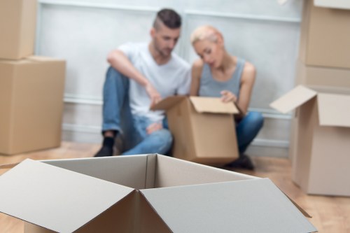 Boxes and wrapped household items ready for a Westminster moving day