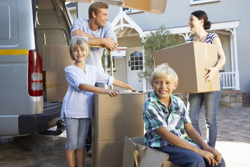 Packed boxes and furniture prepared for a Westminster home or office relocation